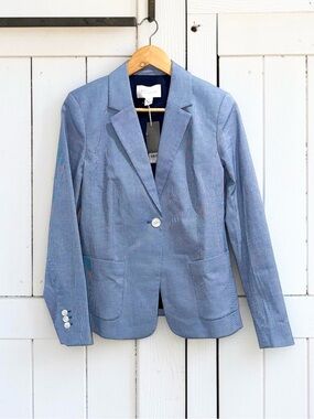 Nordstrom NWT Blue Pinstripe Railroad Tailored Women's Blazer Size Medium